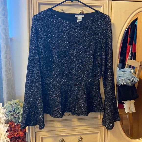 H&M Peplum Bell Sleeve Top - Picture 1 of 9